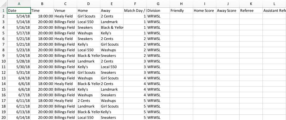 Export Game Schedule to CSV for SportsPress or other sites